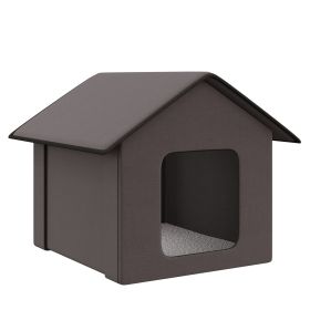 PawHut Heated Cat Houses for Outdoor and Indoor, Portable Kitty Shelter, Waterproof and Insulated, Brown (Color: as Pic)